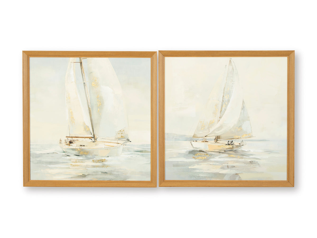 Gray/Tan/Gold Finish Two-Piece Wall Art Set, full product view