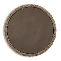 Beige, overhead view of round tabletop - 3