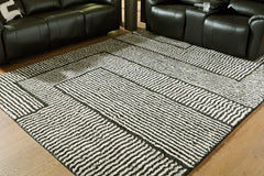 Black/Ivory 90.88" x 115", room view; furniture excluded - 2
