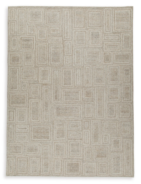 Gray Ivory and Honey Geometric Hand-Tufted Wool-Blend Rug