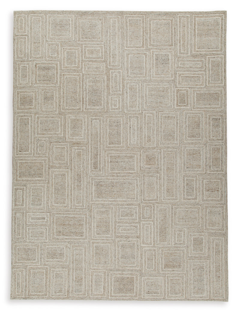Gray Ivory and Honey Geometric Hand-Tufted Wool-Blend Rug