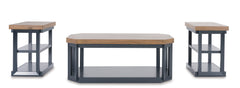 Brown/Blue three-piece table set, product view 2 - 2