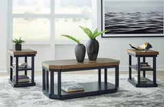 Brown/Blue three-piece table set, product view 3 - 3