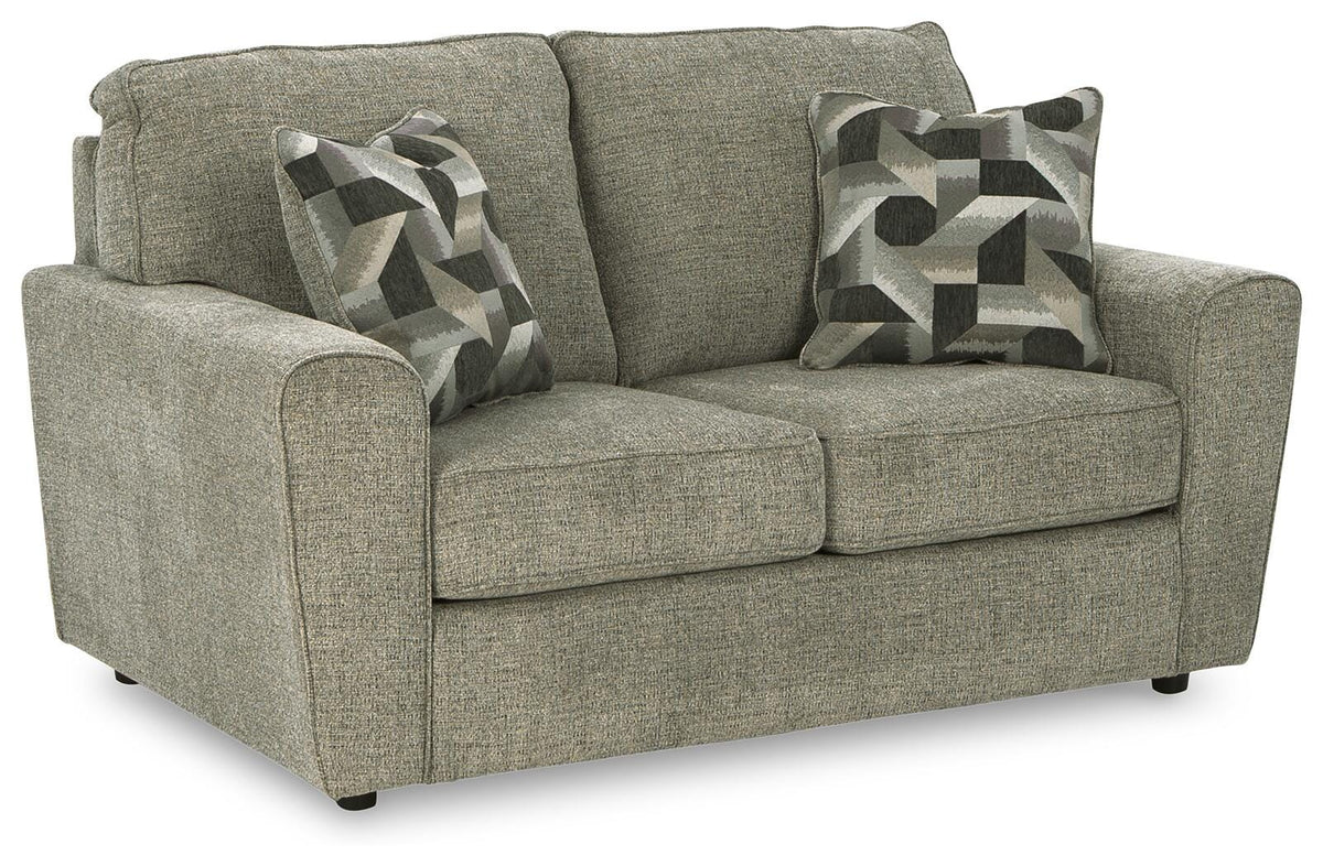 Pewter, full loveseat angled view