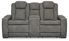 Slate, complete power reclining loveseat, front view - 4