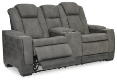 Slate, complete loveseat with footrests extended - 6