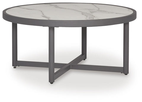 Gray Round Outdoor Coffee Table with Sintered Stone Top