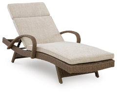 Beige, full adjustable chaise with raised back - 1