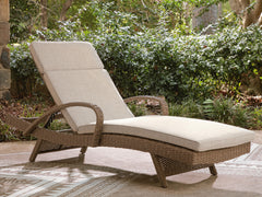 Beige, chaise in outdoor setting; accessories excluded - 2
