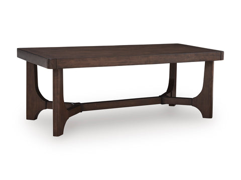 Dark Brown Rectangular Coffee Table with Double Wishbone Base