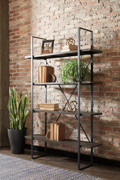 Black/Gray Bookcase, styled room view; accessories excluded - 3