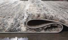 Ivory/Beige/Gray 94" x 120", rolled rug backing detail - 4