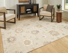 Linen/Gray/Caramel 92.63" x 124.5", room view; furniture excluded - 2