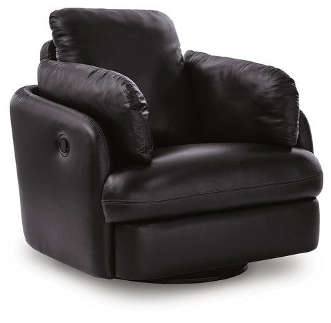 Black Leather-Match Manual Swivel Glider Recliner
