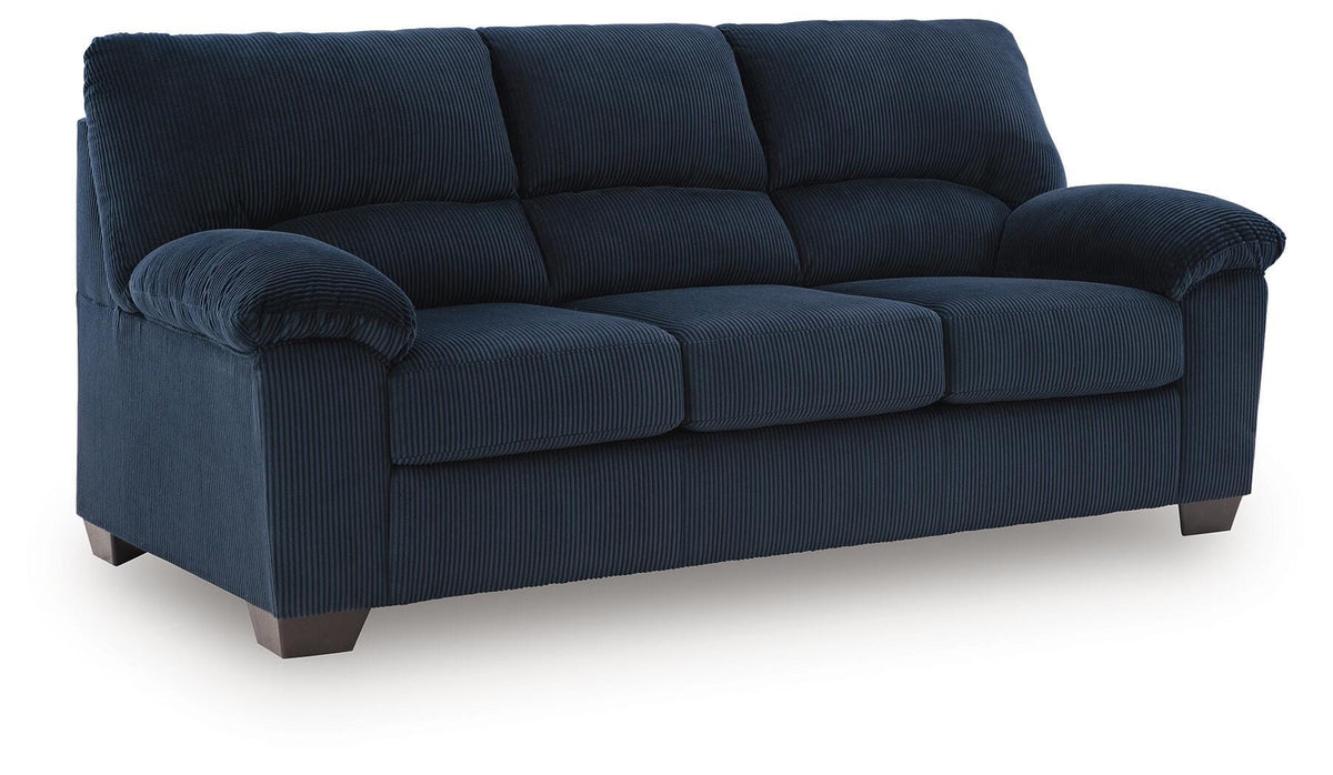 Navy, complete sofa, angled view