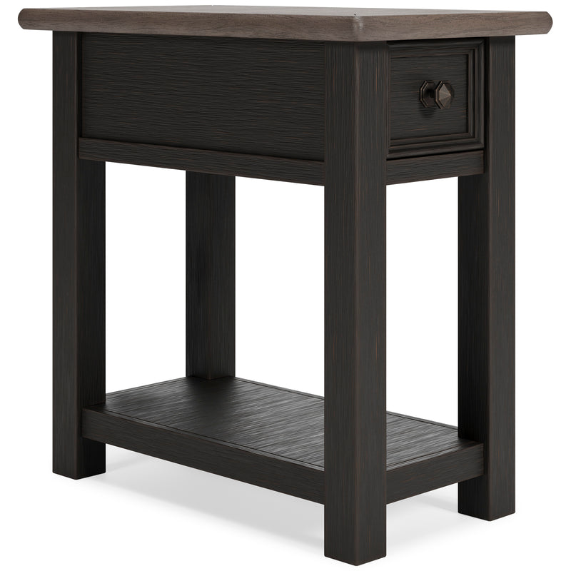 Two-Tone Drawer and Shelf Chairside Table with Charging