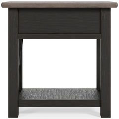 Grayish Brown/Black Two Tone Drawer Shelf Charging End Table, product view 4 - 4