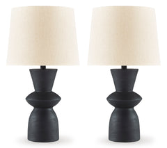Distressed Black Scarbot set of two table lamps, full product view - 1