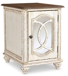 White/Brown chairside end table, full product view - 1