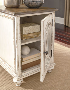 White/Brown chairside end table, product view 6 - 6