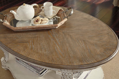 White/Brown oval coffee table with lower shelf, product view 4 - 4