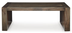 Brown diamond accent rectangular coffee table, product view 2 - 2