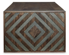 Brown diamond accent rectangular coffee table, product view 3 - 3
