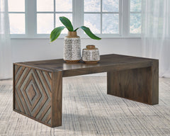 Brown diamond accent rectangular coffee table, product view 4 - 4