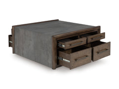 Brown/Gray Eight-Drawer Coffee Table, product view 4 - 4