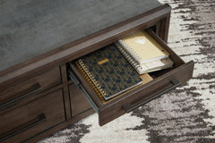 Brown/Gray Eight-Drawer Coffee Table, product view 5 - 5