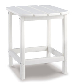 White outdoor end table, full product view - 16