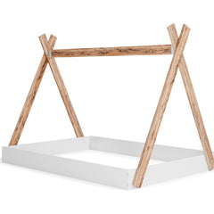 Two-tone Brown/White / Full, complete tent bed frame; mattress and bedding excluded - 1