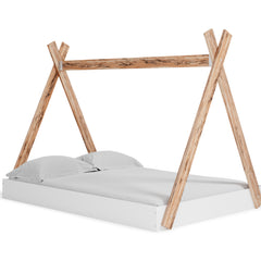 Two-tone Brown/White / Full, tent bed shown with mattress and bedding, not included - 2