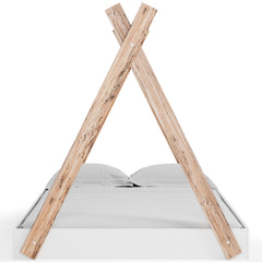 Two-tone Brown/White / Full, front view; mattress and bedding not included - 3