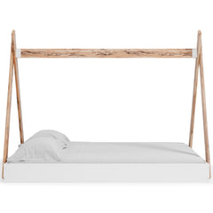 Two-tone Brown/White / Full, side view; mattress and bedding not included - 4