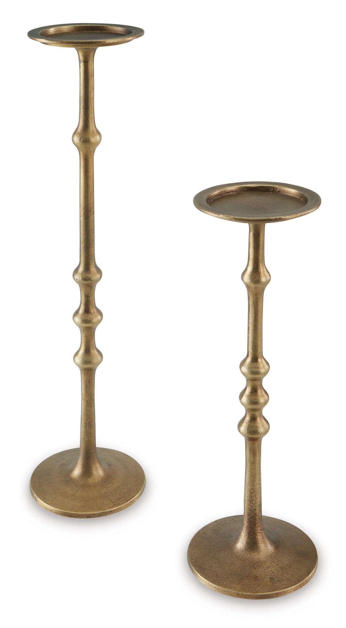 Antique Brass Finish candle holder set, full product view
