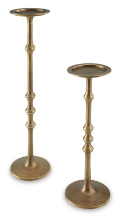 Antique Brass Finish candle holder set, full product view - 1