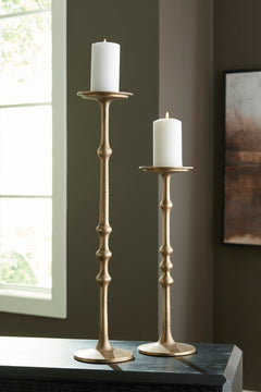 Antique Brass Finish candle holder set, product view 2 - 2