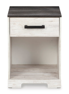 Whitewash/Charcoal Gray / 15.79 in wide, full front view of nightstand - 2