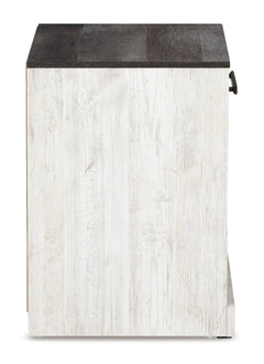 Whitewash/Charcoal Gray / 15.79 in wide, side view of nightstand - 4