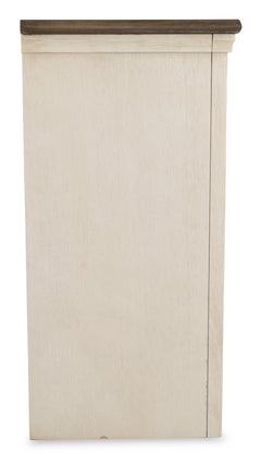 White/Weathered Gray TV stand with glass inset cabinet doors, product view 5 - 5