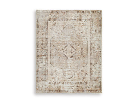 Brown Beige and Gray Faded Medallion Machine Washable Rug