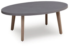 Natural/Gray, full oval coffee table angled view - 1