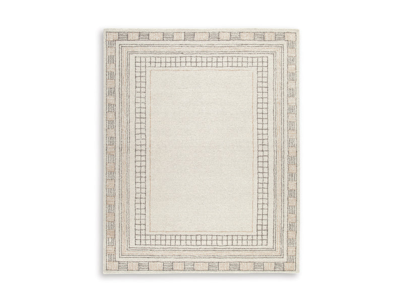 Taupe and Brown Hand-Tufted Wool and Jute Border Rug