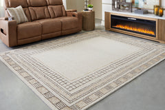 Taupe/Brown 95.75" x 120.13", room view; furniture excluded - 2