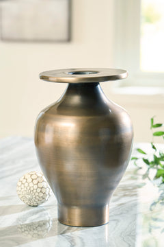 Antique Brass Finish 15.25-inch height vase, full product view - 5