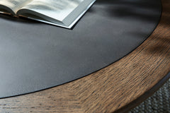 Warm Brown round faux cement inset coffee table, product view 5 - 5