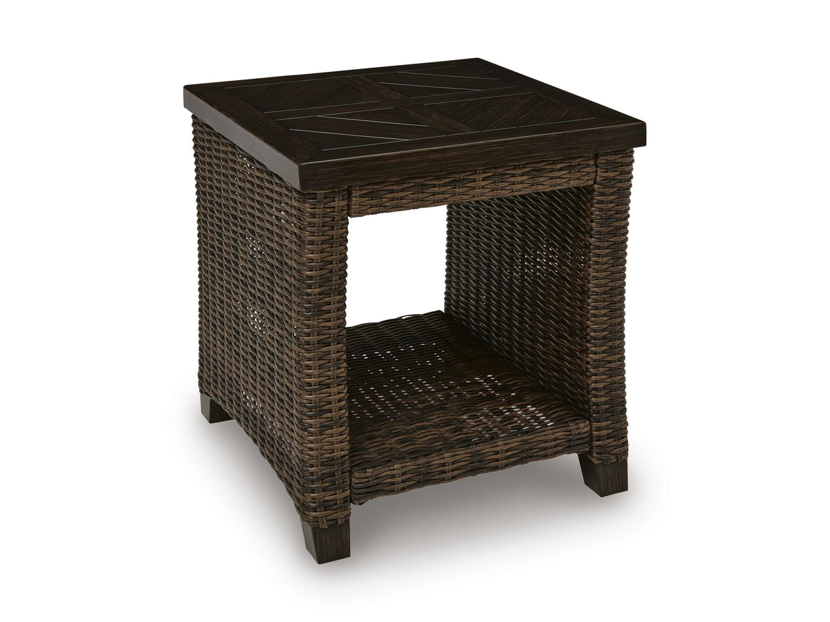 Dark Brown / Outdoor Side Table, complete product angled view
