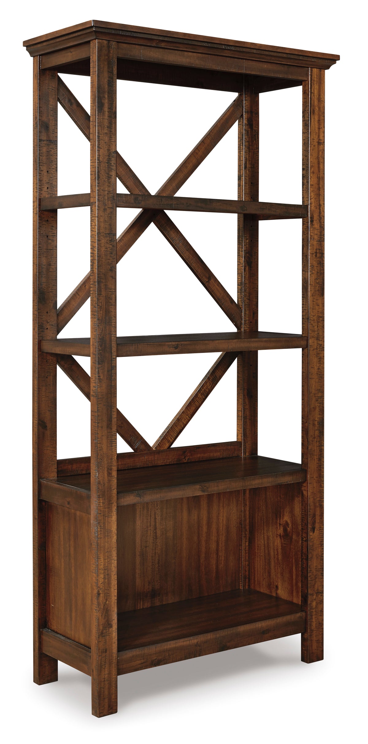 Rustic Brown Large Bookcase, complete product view