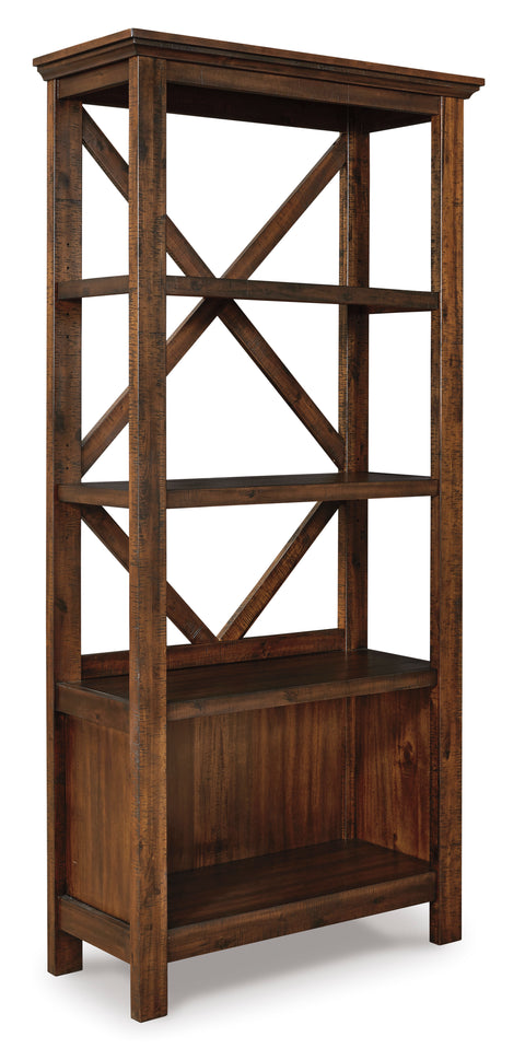 Rustic Brown Crossback Bookcase with Adjustable Shelves